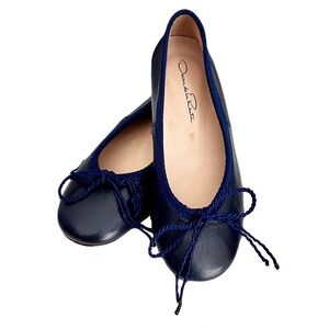Oscar de la Renta ‘Sabrina’ Girls Navy Leather Ballet Flats, Size 28
